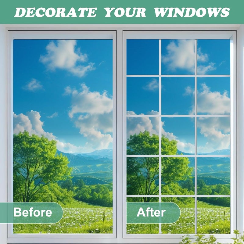 DECOHS 66 Ft Window Grille Inserts Grid Kit- TPE Self-Adhesive Peel and Stick Trim Molding- Flexible Moulding Trim Grid Inserts for Windows Door Frames Home Decoration - Image 4
